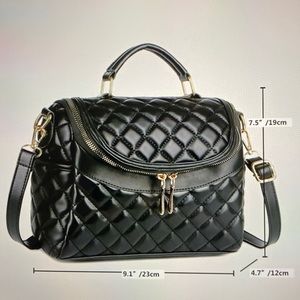 Quilted Double Zipper Satchel Bag